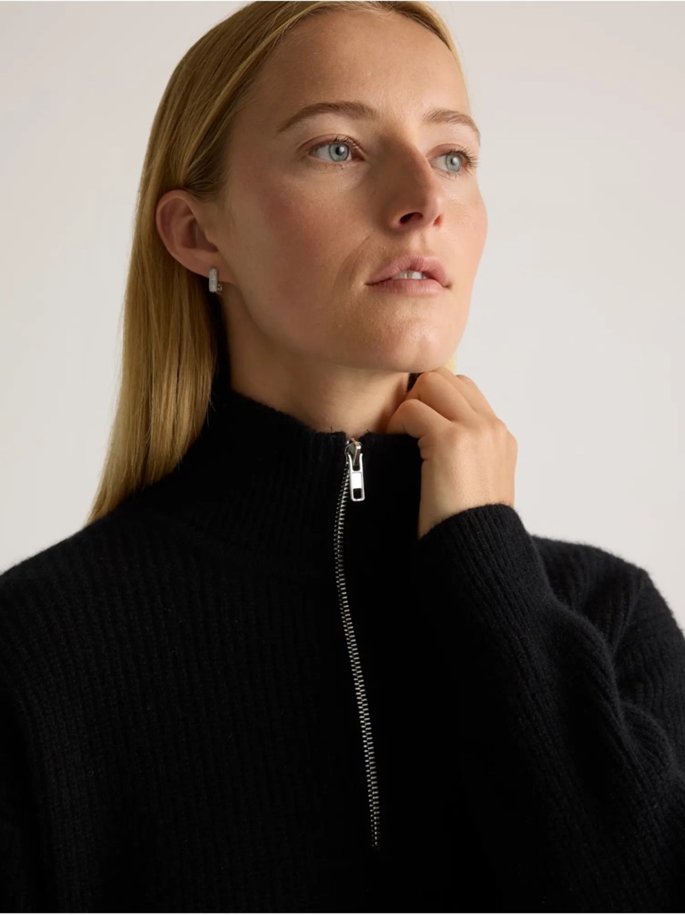 Quince NWT Cashmere Fisherman Quarter-Zip Sweater - Black (Size S) - Picture 7 of 7